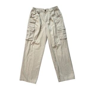 Scandia Woods Mens Size 34 Beige Cotton Elastic Waist Cargo Pants Relaxed Fit